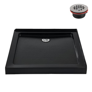 NT-2161-36BL-LF 36 in. L x 36 in. W Corner Acrylic Shower Pan Base in Glossy Black w/ Left Hand Drain ABS Drain Included