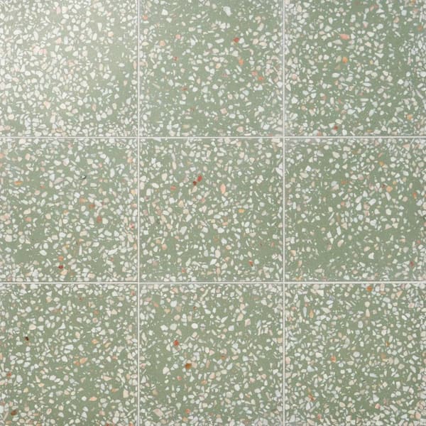 Raleigh Lisbon Green 16.4 in. x 16.4 in. Polished Terrazzo Floor and Wall Tile (3.61 sq. ft. / Case)
