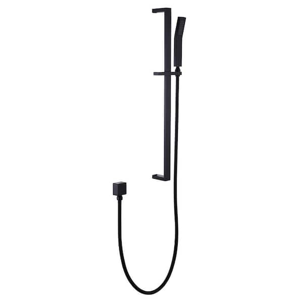 waterpar 1-Spray Handheld Shower Head with Slide Bar in Matte Black