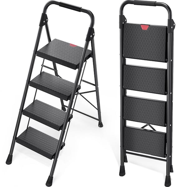 4.1 ft. Metal Folding Step Ladder (9 ft. Reach) with Safety Lock Design 800 lbs. Load Capacity Type IAA Duty Rating