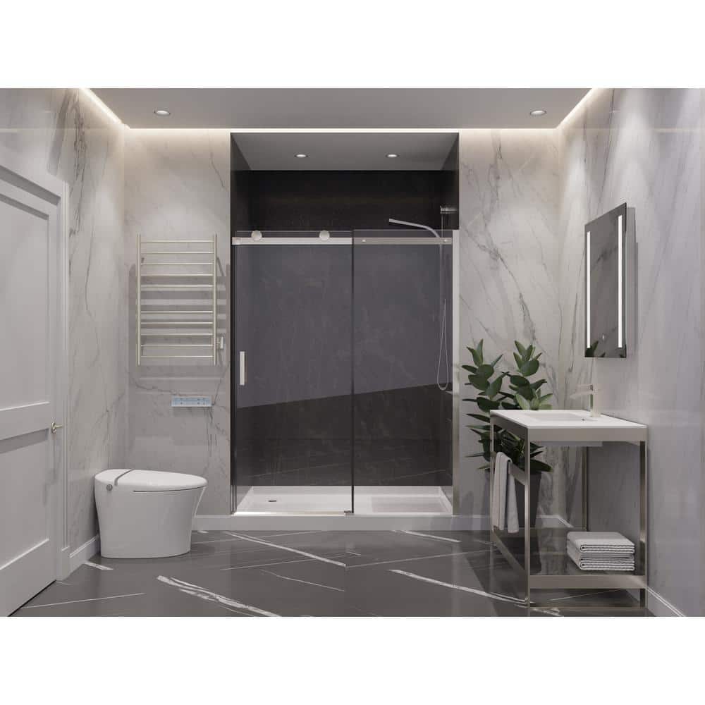 Rhodes 60" x 76" Frameless Sliding Shower Door in Brushed Nickel