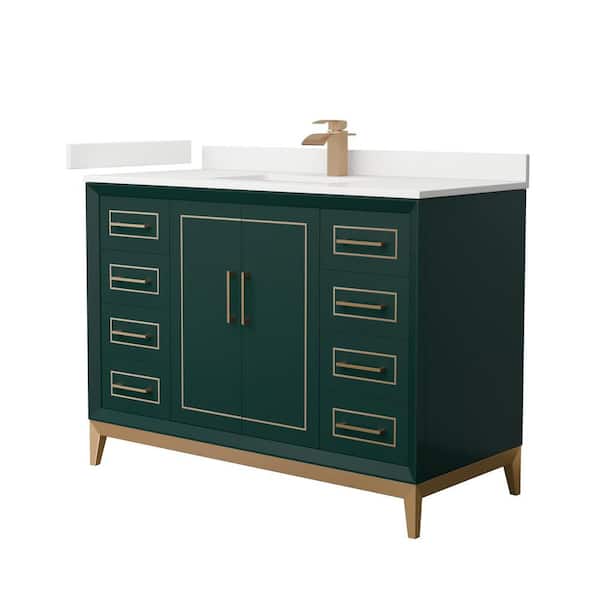 Wyndham Collection Marlena 48 in. W x 22 in. D x 35.25 in. H Single Bath Vanity in Green with White Quartz Top