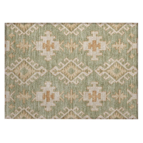 Chantille Machine Washable Indoor/Outdoor Abstract ACN3029 Olive 2 ft. x 3 ft. Accent Rug