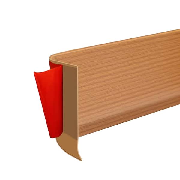 0.47 in. D x 4 in. W x 20 ft. L Self-Adhesive PVC Flexible Baseboard Moulding Trim, Brown Wood Grain