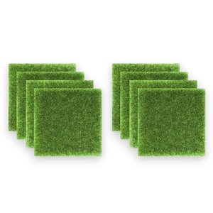 Green 8-Pack 6 x 6 in. Fake Grass for Crafts Artificial Garden Grass for Decor, Dollhouse Miniature Ornament DIY Grass