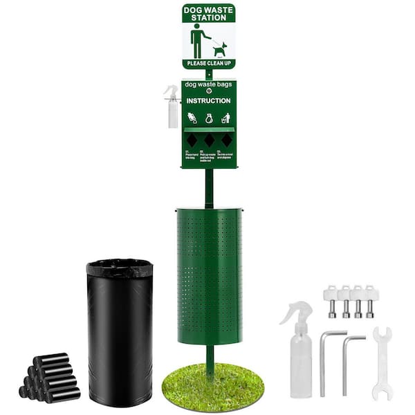 Dog Waste Station with Hand Wash Bottle, 11.5 gal. Pet Waste Bin, 50 Can Liners, Bag Dispenser and 600 Waste Bags