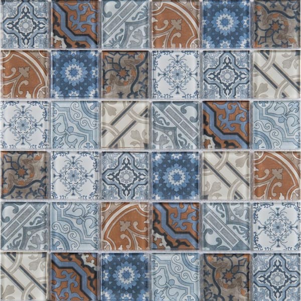 Encaustic Pasadena 2 in. Square 12 in. x 12 in. x 0.24 in. Glass Mesh-Mounted Mosaic Wall Tile (15 sq. ft./Case)