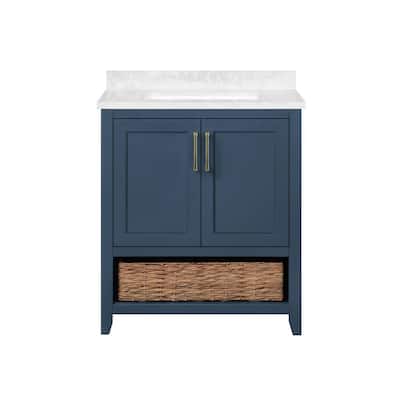 Newhall 30 in. W x 22 in. D Bath Vanity in Grayish Blue with Cultured Marble Vanity Top in White with White Basin