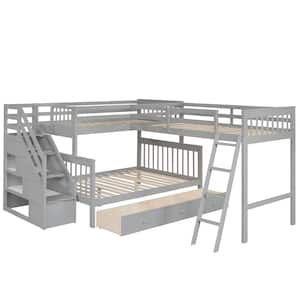 Alaterre Furniture Aurora Dove Gray Twin Over Full Bunk Bed with Tri ...