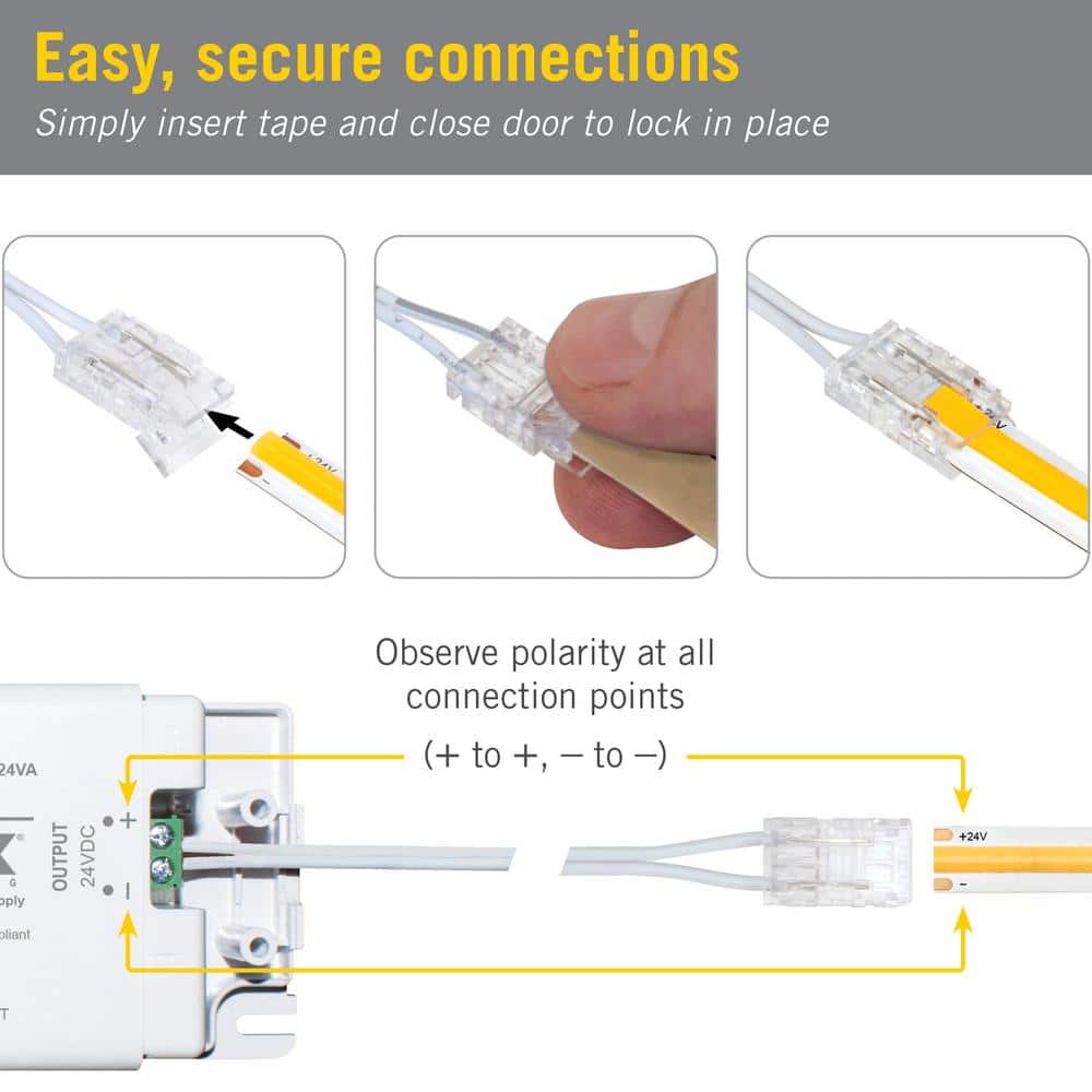 48" White COB Tape to Wire Connector 3 Pack