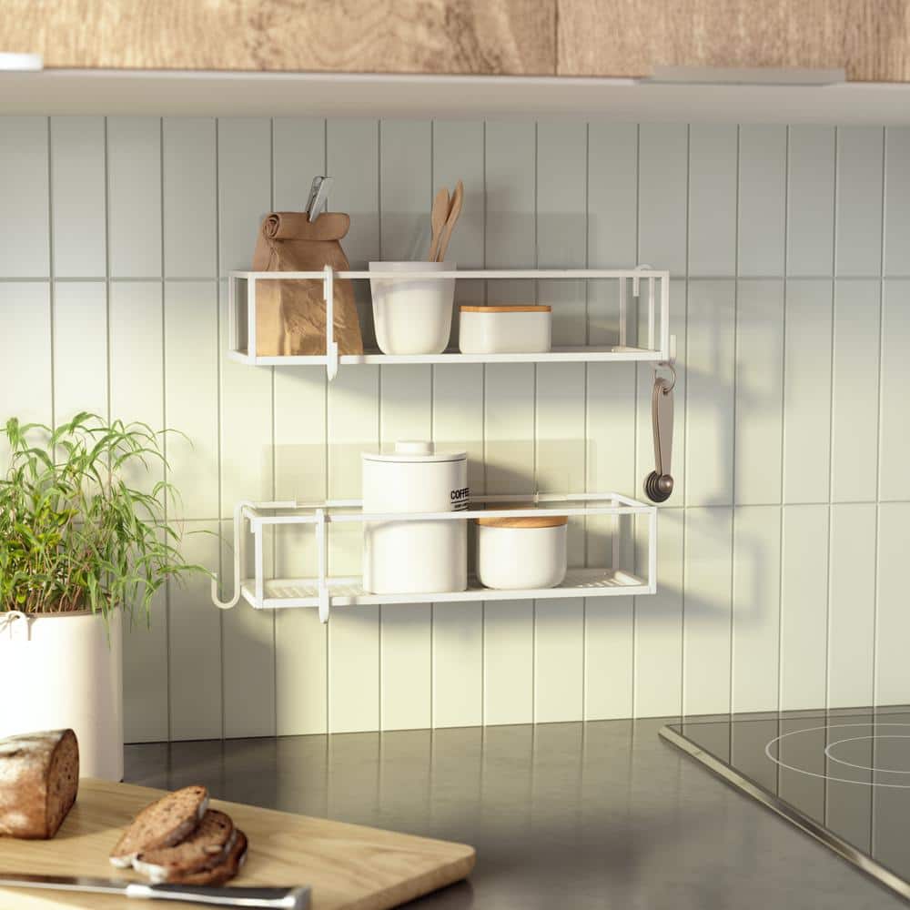 White Metal Suction Mount Shower Caddy Set