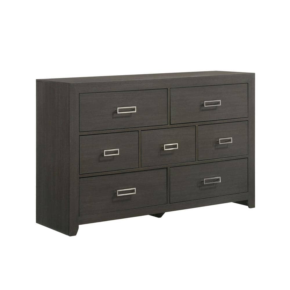 Sasha Dark Grey 7-drawer 63 in. Dresser without Mirror