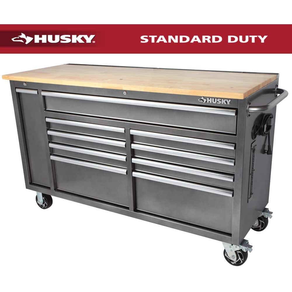 Husky 61 in. W x 24 in. D Standard Duty 10-Drawer Mobile Workbench