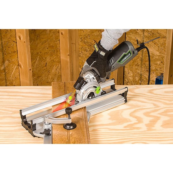 Genesis 5.8 Amp 3 1 2 in. Control Grip Plunge Compact Circular Saw Kit with Laser Hose 3 Blades Rip Guide and Bag GPCS535CK The Home Depot