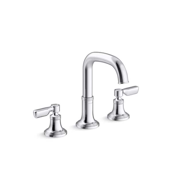 KOHLER Paces 8 in. Widespread Double Handle Bathroom Faucet with Lever Handles in Polished Chrome