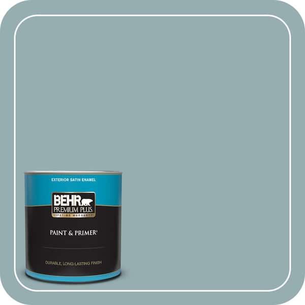 BEHR PREMIUM PLUS 1 qt. #ICC-66 Quiet Moment Satin Enamel Exterior Paint & Primer