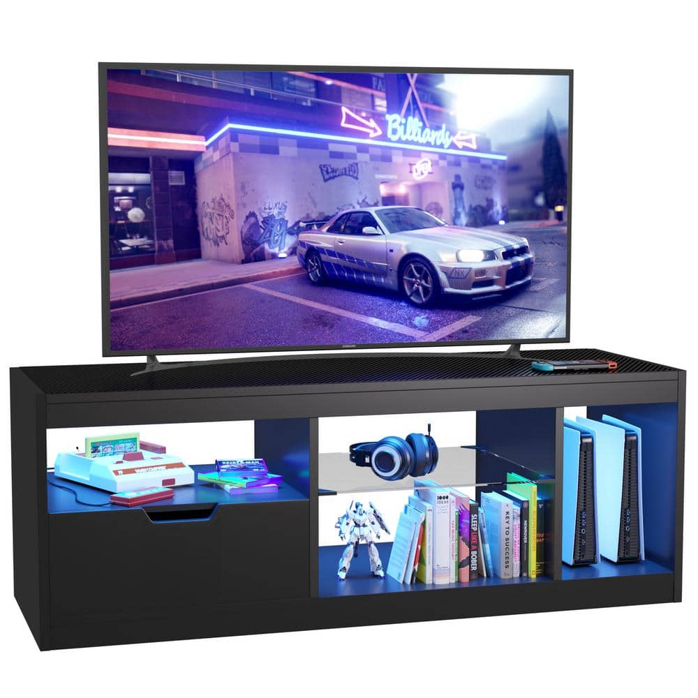 LACOO 55 in. Monitor Stand Black Modern Game Center, TV