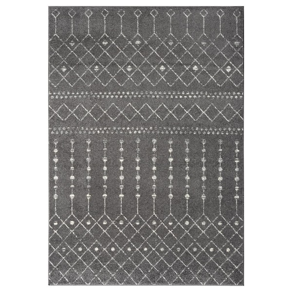Abani Casa Grey 6 ft. x 9 ft. Moroccan Polypropylene Area Rug