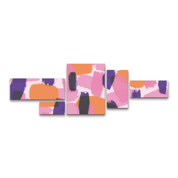 Trademark Fine Art Tree Child Layered Purple Strokes Pattern Multi Panel Unframed Photography Wall Art 24 in. x 72 in.
