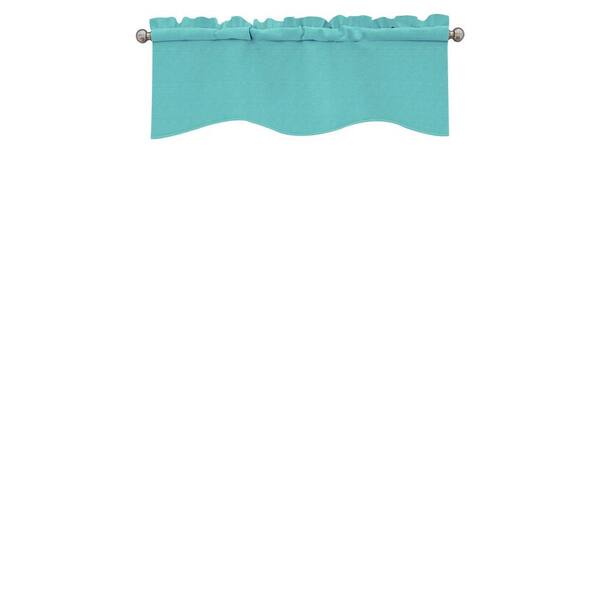 Eclipse Kendall Thermaback Wave Turquoise Solid Polyester 42 in. W x 18 in. L Blackout Single Rod Pocket Valance