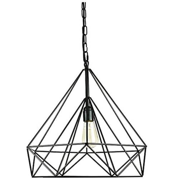 Sunlite 1-Light Antique Bronze Diamond Geometric Cage Wire Frame Single Socket E26 Base Adjustable 48 in. Cord Pendant