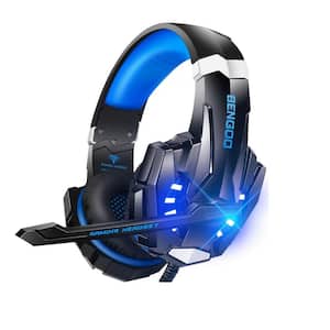 Blue Wired Gaming Headset Noise Cancelling Over the Ear Headphones