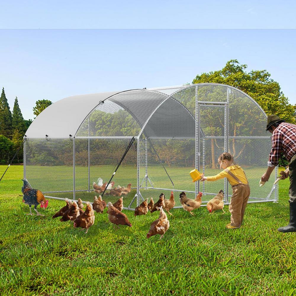 13 ft. Chicken Run Coop Walk-In Chicken Coop Outdoor Galvanized Steel Chick