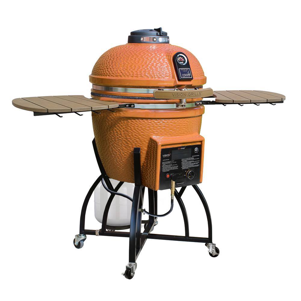 Vision Grills Kamado CharGas Dual Fuel Charcoal/Gas Grill in Orange