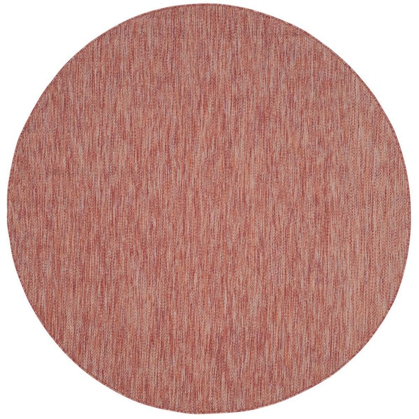 Courtyard Red/Red 4 ft. x 4 ft. Dotted Diamond Indoor/Outdoor Round Area Rug