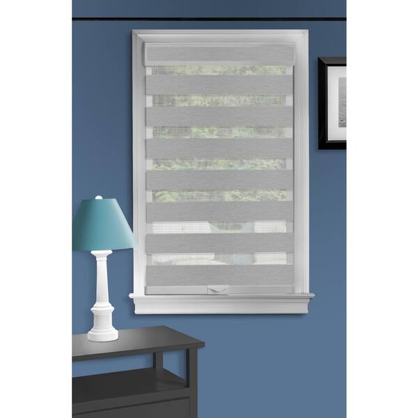 ACHIM Celestial Grey Cordless Light Filtering Double Layered Polyester Roller Shade 39 in. W x 72 in. L