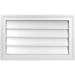 26 in. x 16 in. Vertical Surface Mount PVC Gable Vent: Decorative with Brickmould Frame