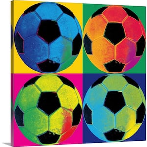 16 in. x 16 in. "Ball Four-Soccer" by Wild Apple Studios Canvas Wall Art