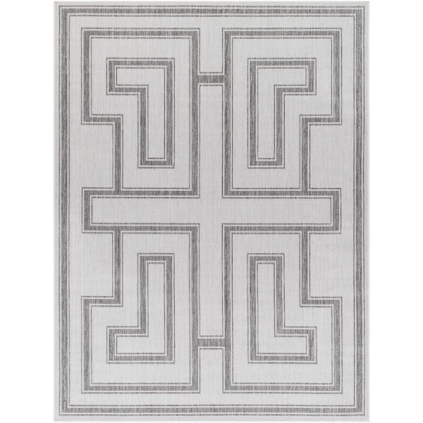 Livabliss Long Beach Light Gray Geometric 8 ft. x 10 ft. Indoor/Outdoor Area Rug