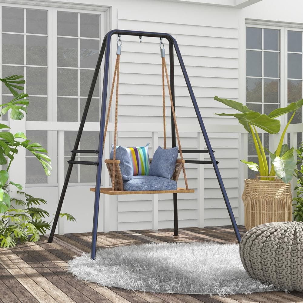 Black Heavy Duty Steel Hammock Chair Stand for Indoor & Outdoor Use