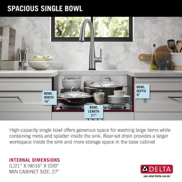 Delta Rivet Undermount 30-in x 19-in Stainless Steel Single Bowl