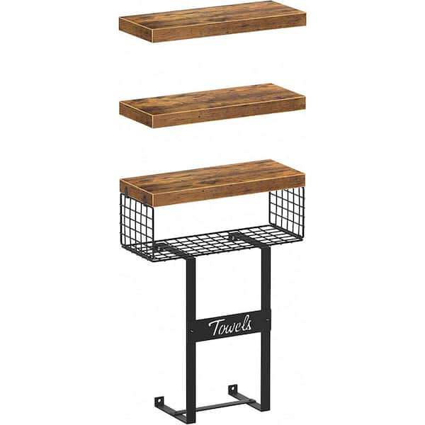 Unbranded 15.7 in. W x 6.7 in. D Brown Bathroom Shelves Over Toilet Decorative Wall Shelf