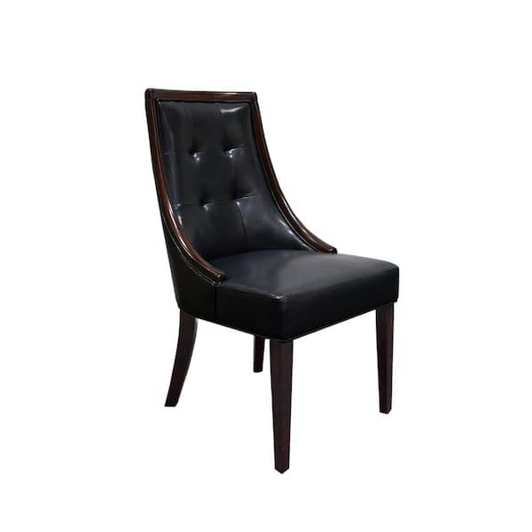 Unbranded Nona Black/Espresso Faux Leather Side Chairs, Set of 2