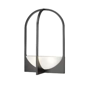Devon 12 in. 2-Light Matte Black Wall Sconce with Sand Blast Glass Shades and No Bulb Included
