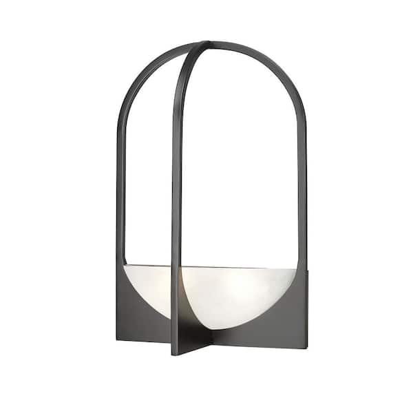 Unbranded Devon 12 in. 2-Light Matte Black Wall Sconce with Sand Blast Glass Shades and No Bulb Included