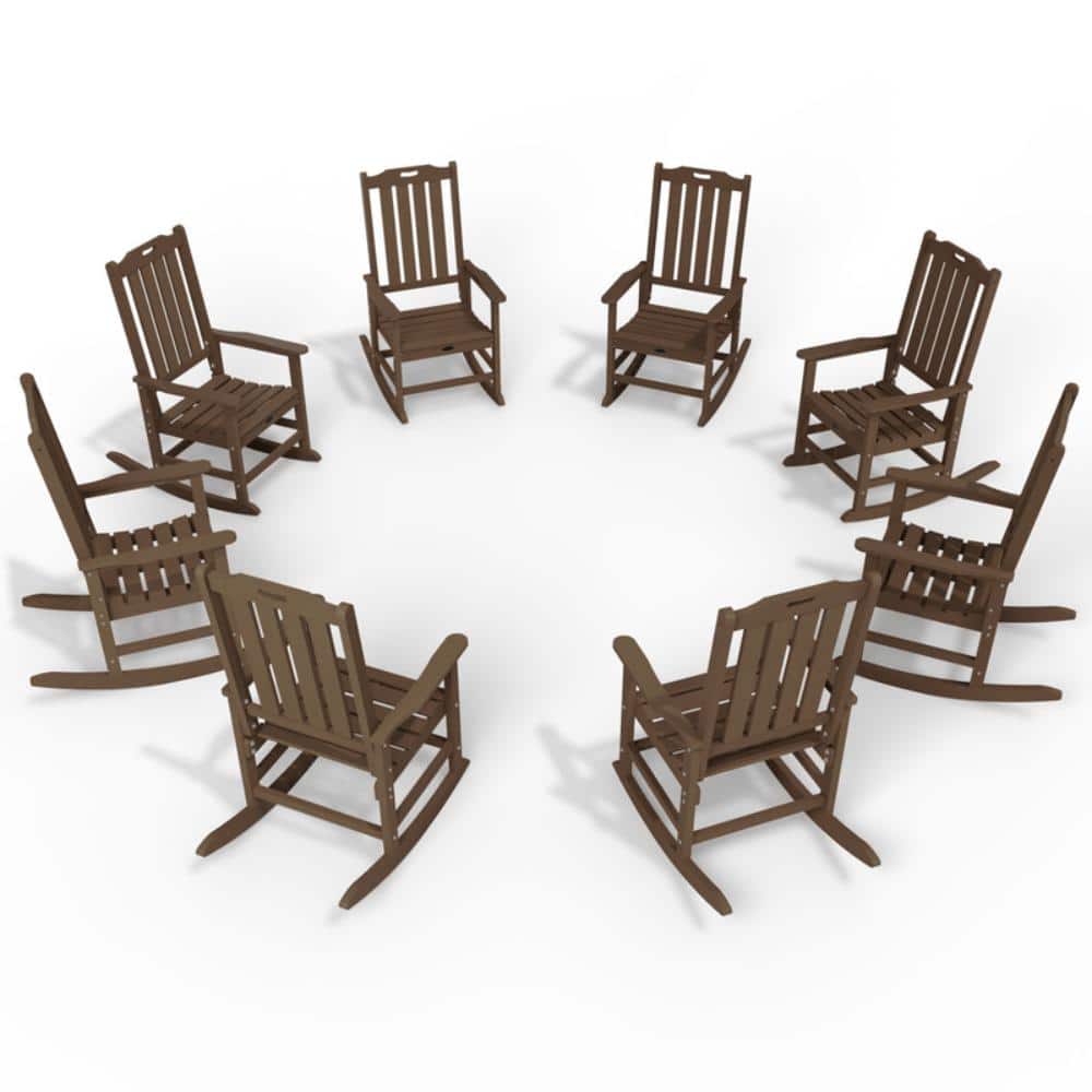 Brown HDPE Outdoor Patio Rocking Chair Adirondack Rocker Chair with High Backrest (Set of 8) price history on PriceWatchPro