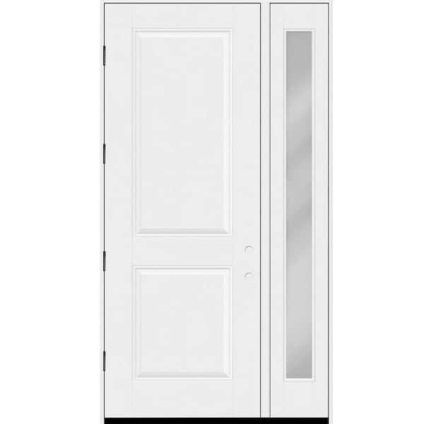 Regency 51 in. x 96 in. 2P Squaretop RHOS Unfinished White Mahogany Fiberglass Prehung Front Door w/Clear12in. SL 4-9/16