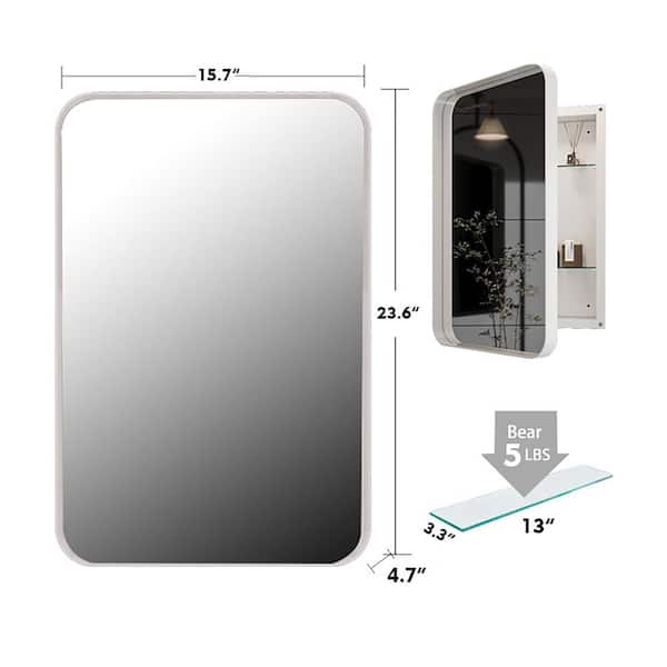 Boosicavelly 15.74 in. W x 23.60 in. H Rectangular Metal Medicine Cabinet with Mirror