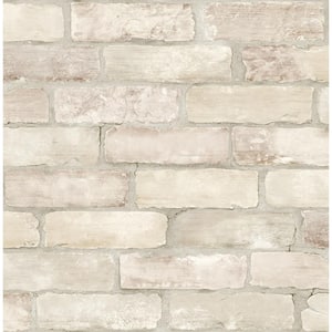 Limewashed Weathered Brick Bone Brick Wallpaper