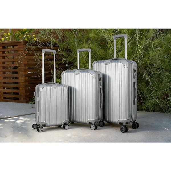 HIKOLAYAE Grand Creek Nested Hardside Luggage Set in Bright Silver