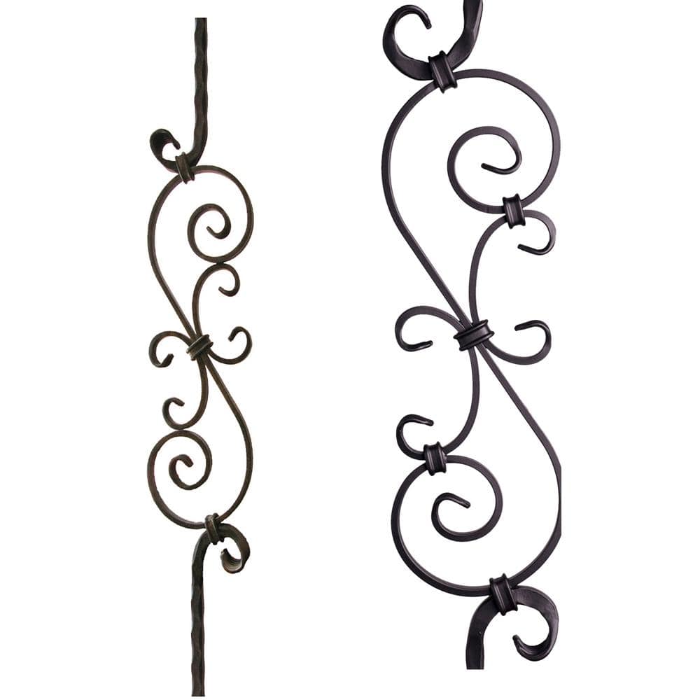 Tuscan Square Hammered 44 in. x 0.5625 in. Satin Black Large Spiral Scroll Solid Wrought Iron Baluster price history on PriceWatchPro