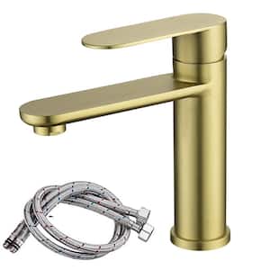 Single-Handle Single Hole Bathroom Faucet in Brushed Gold