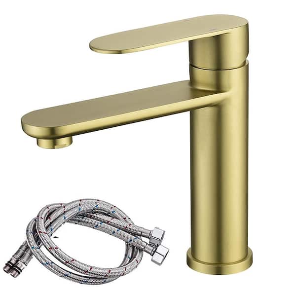 UKISHIRO Single-Handle Single Hole Bathroom Faucet in Brushed Gold