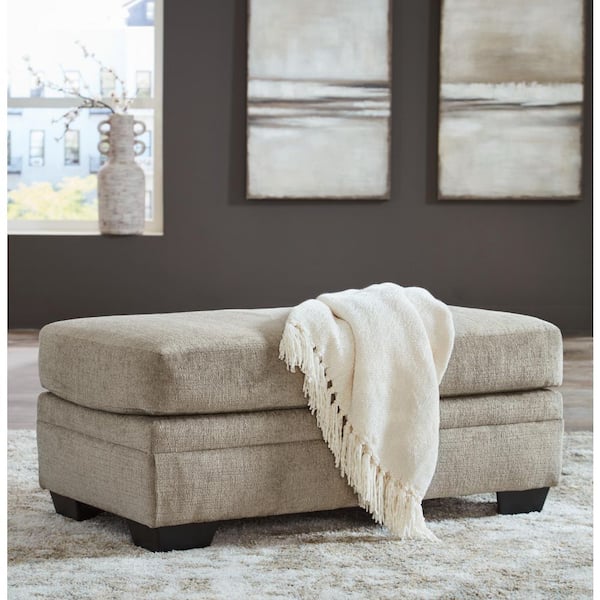 Signature DESIGN BY ASHLEY Stonemeade Beige Polyester Rectangle Accent Medium Ottoman