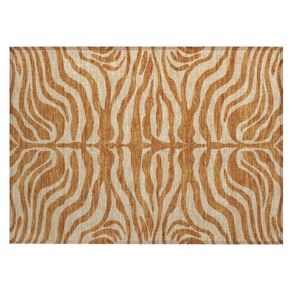 Chantille Machine Washable Indoor/Outdoor Abstract ACN1042 Paprika 1 ft. 8 in. x 2 ft. 6 in. Area Rug