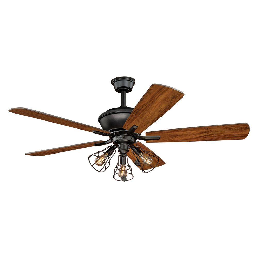 VAXCEL 52 in. Clybourn Farmhouse Indoor Industrial Bronze Ceiling Fan